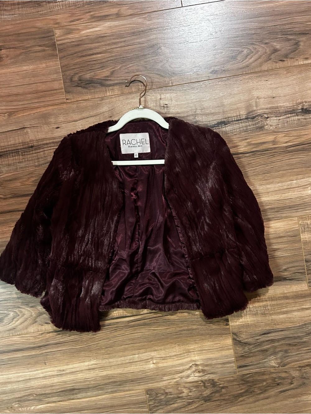 RACHEL Roy Wine Faux Fur Jacket